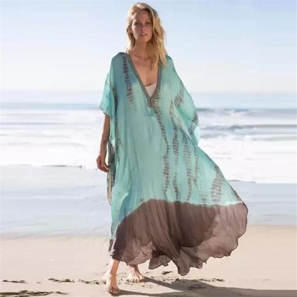 Lenços de verão praia protetor solar gradiente impressão lenço de lenço mulheres viajam lrage bandana luxo senhoras nadar capa todos os aspectos protetora solar284c
