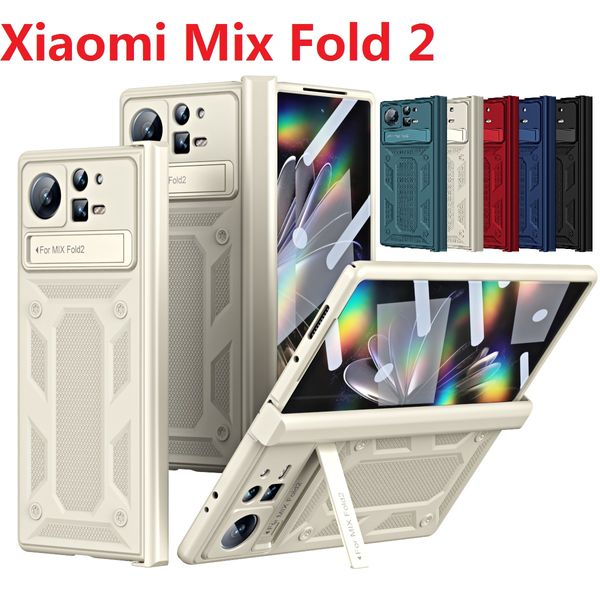 Rüstungsscharnierhüllen für Xiaomi Mix Fold 2 Hülle Magnetständer Film Glasschutz Hard Cover