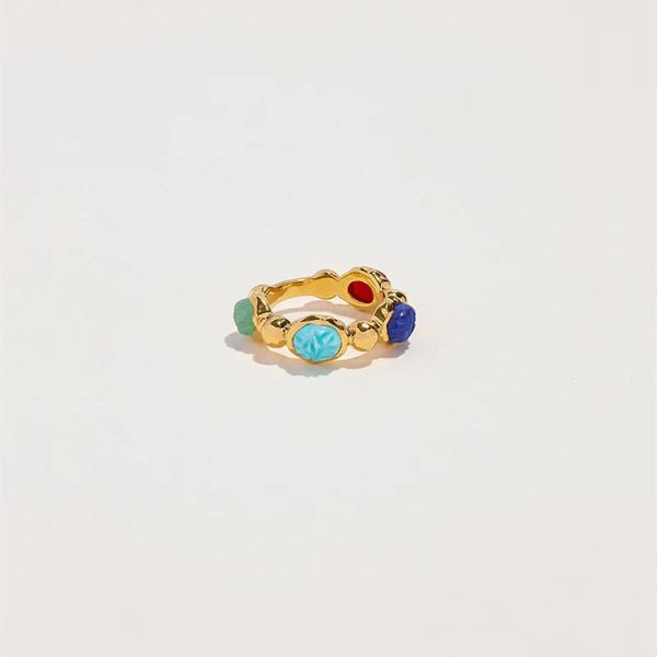 INS INS French Niche Design Ring Autumn New Color Stone Ring Retro PERSONALIDADE PERSONALIDADE DOME