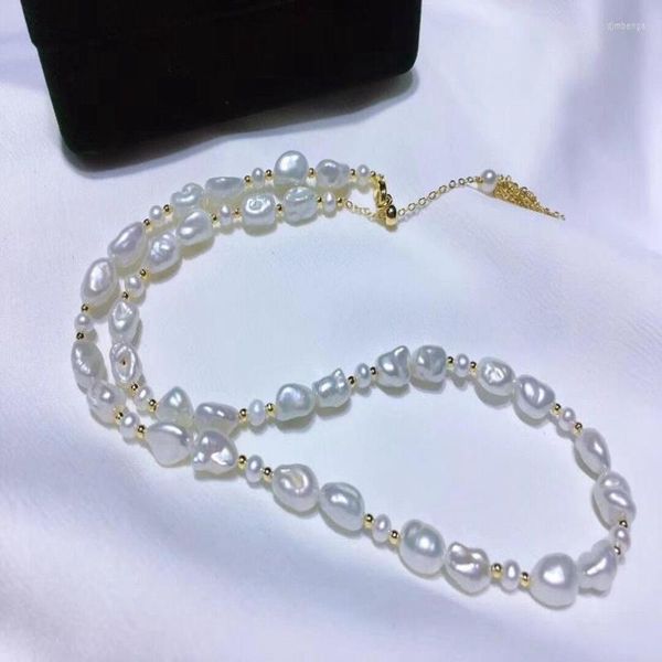 Подвески Оптовое жемчужное ожерелье белое цветовое барокко подлинное пресноводное 4-8 мм 38-см