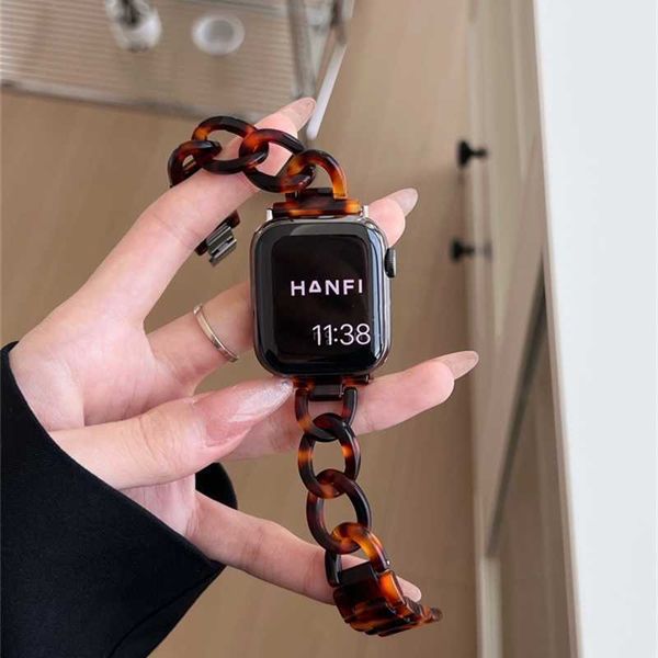 Coreia New Girl Resin Strap Apple Watch Band 7 44mm 40mm 42mm 38mm 41 45mm Chain de corrente de jeans para iwatch 7 6 SE 5 4 3