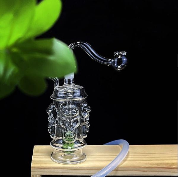 Queimador de óleo de vidro Bongo de água pyrex queimador de óleo de vidro tubos grossos Tubo transparente pequeno Bubbler Bong MiNi Oil Dab Rigs para fumar cachimbos de água