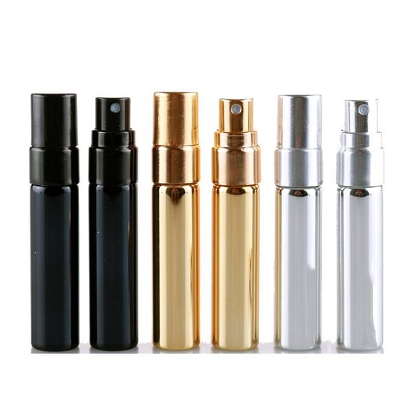 Frasco de perfume em spray de vidro galvanizado 5ml, embalagem prensada, portátil, sombreamento, pequenas garrafas de amostra