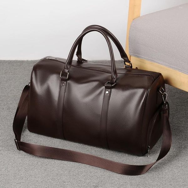 Duffel Bags 2022 Varış Deri Seyahat Erkekler için Büyük Kapasite Taşınabilir Erkek Omuz Erkek Çantalar Vintage Duffle Bag