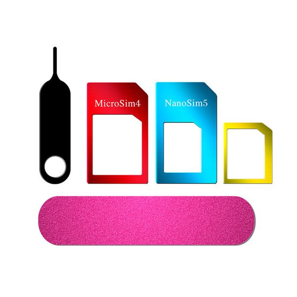 Convertitore adattatore 5 in 1 da Nano SIM a Micro Standard per tutti gli smartphone con pacchetto