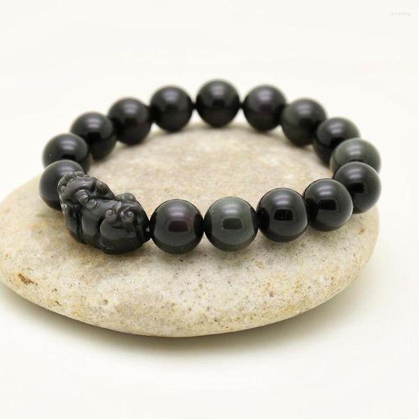 Bracelets de charme 12mm Black Obsidian Brave Tropas