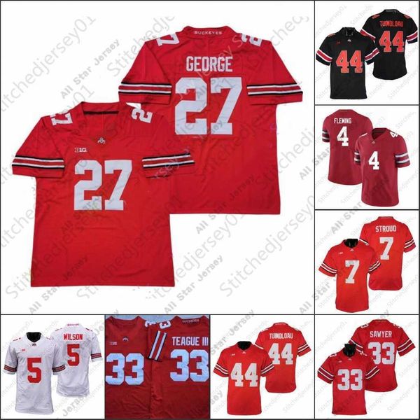 American College Football Wear College College Ohio State Buckeyes Jersey de futebol C.J. Stroud Chris Olave Garrett Eddie George Fields Wilson Teague III Julian Fleming J.T