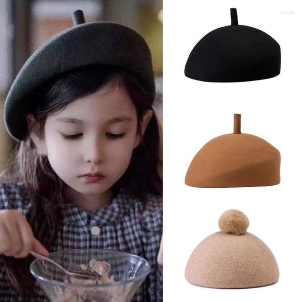 Accessori per capelli Cappello di lana per pittore per bambini 2022 MES Autunno e inverno Retro Bambini Design di nicchia Ragazza di lana Berretto in feltro