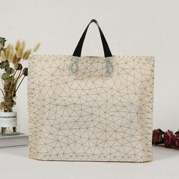 Confezione regalo 50 pezzi Borsa per la spesa in plastica colorata con manico Stampa Confezione di abiti da boutique