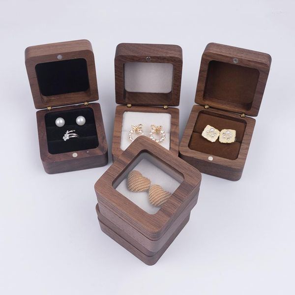 Подарочная упаковка деревянная коробка украшения для обручального кольца сережки кольца Организатор роскошная упаковка
