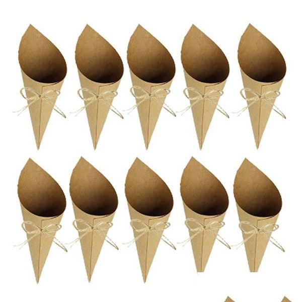 Embrulho de presente 50pcs diy kraft paper cones confetti petal para festa 220427 entrega de gota 2022 Evento de suprimentos festivos para jardim home dhmjl