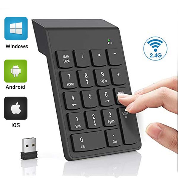 Мини -беспроводная числовая клавиатура 2,4 ГГц Numpad 18 Keys Digital Pave Numpad для бухгалтерского ноутбука ноутбука ноутбука