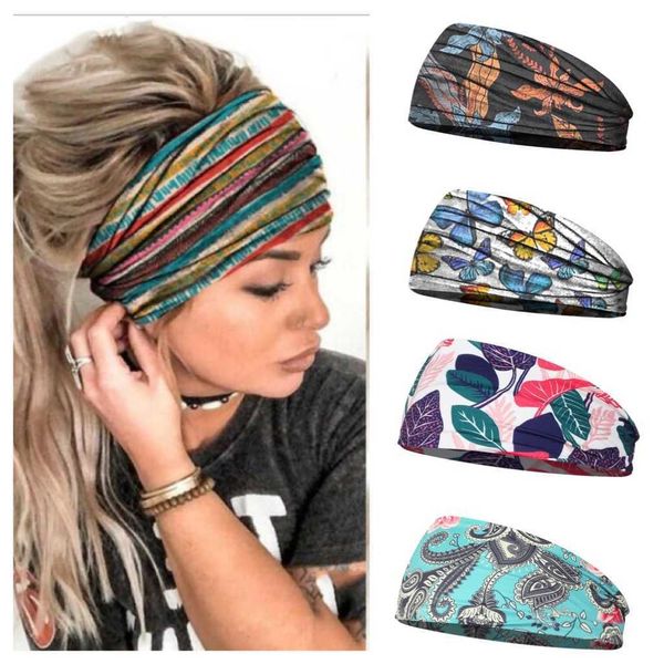 Yoga Hair Bands Bandas da cabeça femininas Bohian Sport Run Run Bandage Girl Girl Wide Head Bandwra Wide Headwrap Fandies L221027