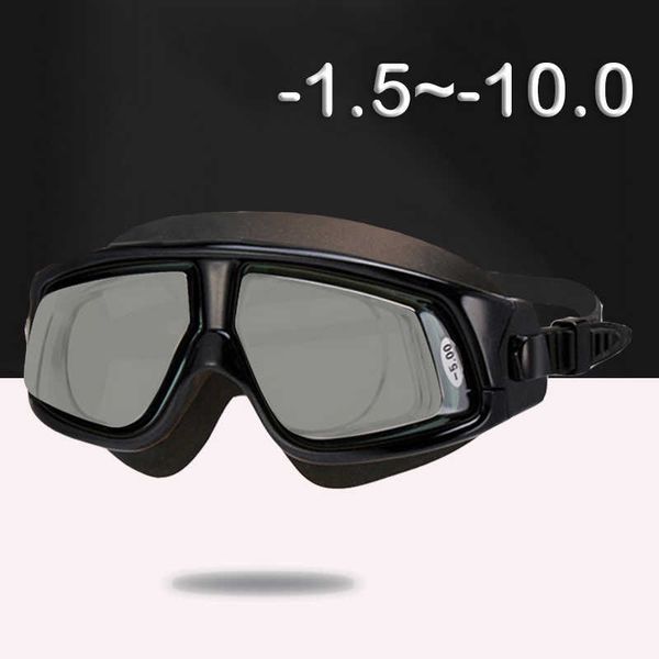 Schutzbrille -1,5 bis -10,0 Myopie Sile HD Galvanisierte Antibeschlag-Schwimmbrille Brillen Benutzerdefinierter unterschiedlicher Grad für linke und rechte Augen L221028