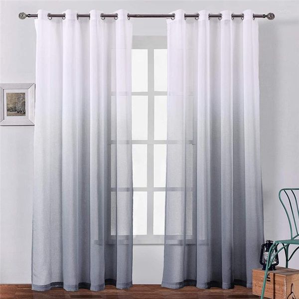 Tenda LISM Modern Voile Blue Gradient Color Design Tulle Soggiorno Porta scorrevole Grey Sheer Drape Home Decor