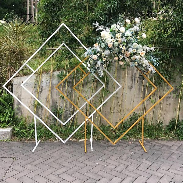 Decoração de festa em forma de diamante arco de casamento cenários de flores de balão stand casa geométrica de fundo floral decoração de armação de fundo floral