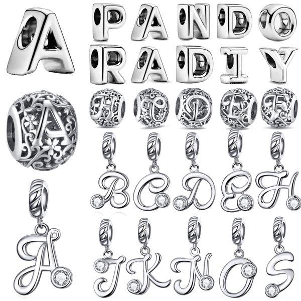 Charms 925 Стерлинг бусинок с бусинками Алфавит подходит оригинальные браслеты Pandora Женщины DIY Jewelry Gift Drop 2022 Smtrw
