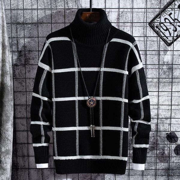 Männer Pullover Pullover Männer Kleidung 2022 Winter Dicke Warme Herren Plaid Mode Klassische Rollkragen Pullover Pull Homme