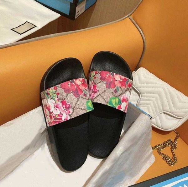 Pantofole da uomo Sandali estivi da donna Scivolo da spiaggia Pantofole da casa Ciabatte piatte da donna Scarpe alla moda Stampa Fiori in pelle di gomma Ape freccia