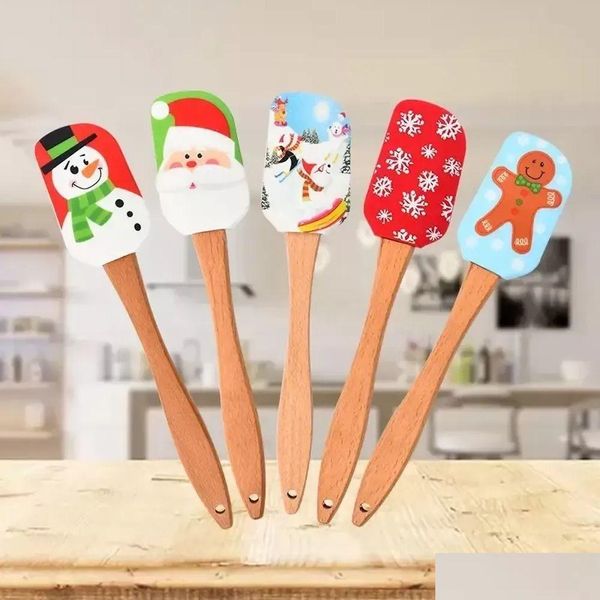 Ferramentas de bolo Ferramentas de bolo de natal Manunhão de madeira Cozinha Fondant Creme Spata