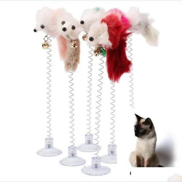 Giocattoli per gatti Cartoon Pet Cat Toy Stick Feather Rod Mouse con mini campana Cats Catcher Teaser Giocattoli interattivi Drop Delivery 2022 Home Gar Dhlnf