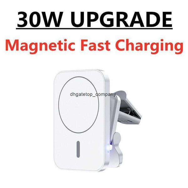 Fast Charge 30W Carregador de carro sem fio de 30W para MacSafe iPhone 14 13 12 Pro Max Mini Qi Charging Air Vent Stand