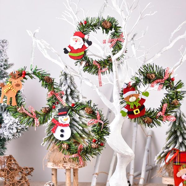 Decorações de Natal decoração de árvore de árvore de vime pendente de vime pendente guirlanda boneco de neve urso Elk Papai Noel