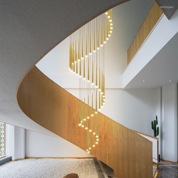 Kronleuchter Kristall Moderne Große Drehtreppe Duplex Dachboden Wohnzimmer Lampe El Lobby Lange Linie Hängen Dekorativ