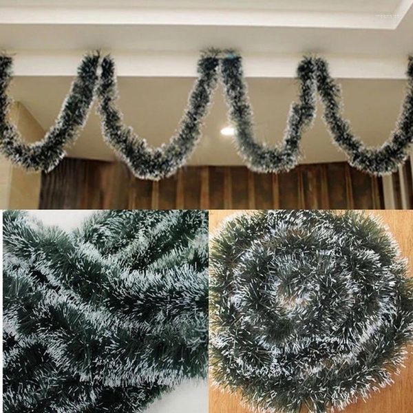 Flores decorativas de 200 cm/80 polegadas decorações de natal bar tops fita guirlanda árvore de natal branca escura cana verde material de festa