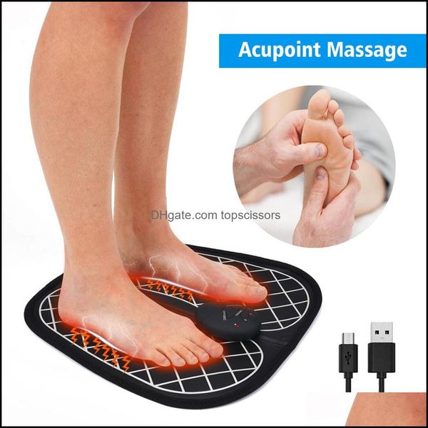 Massaggiatore plantare Elettrico Ems Piede Mas Pad Agopuntura Stimatore Pse Muscle Masr Piedi Cuscino Usb Care Tool Hine Drop Delivery 2022 Heal Dh4Pv