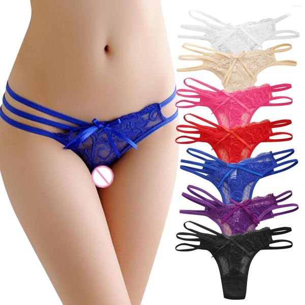 Abito da yoga Mutandine trasparenti sexy Intimo da donna in pizzo Biancheria intima da donna con perizoma in rete trasparente cava Lingerie Femme