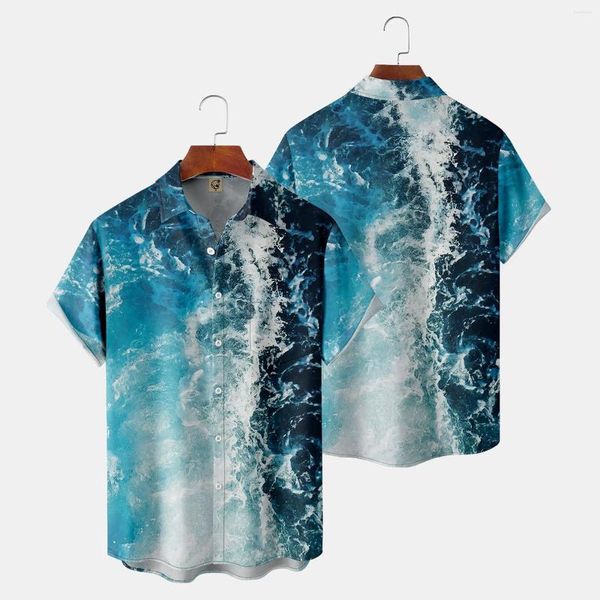 Camisas casuais masculinas masculinas imprimidas Hawaiian Manga Button Down camisa de praia para homem de basquete rack