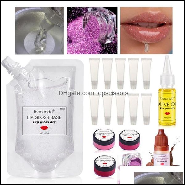 Lip Gloss Diy Lip Gloss Kit Base Hidratante Gel Verl Verl Made Tools Cosmtic Pigment Powder Glitter Drop Deliver