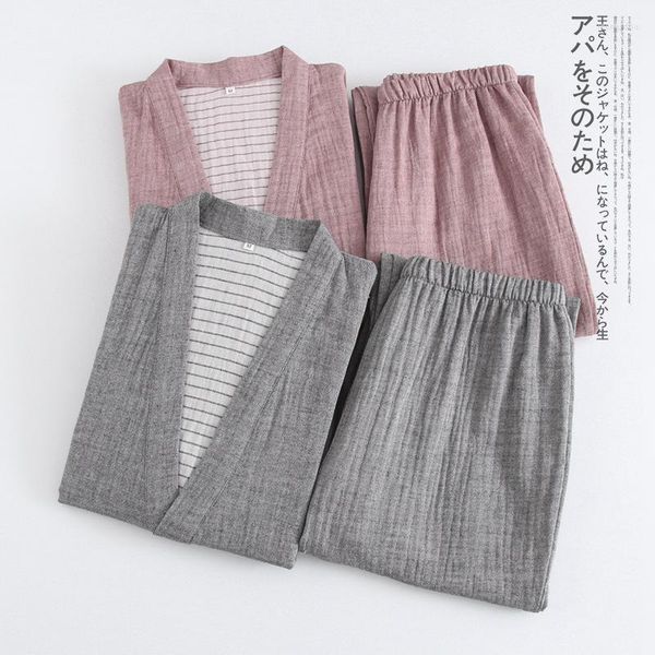 Herren Nachtw￤sche 2022 Fr￼hlingsherbst Herbst M￤nner Japanische Pyjamas setzt m￤nnliche Baumwoll -Spa -Robe f￼r Boxer Kimono Robe Hombre Kleidung
