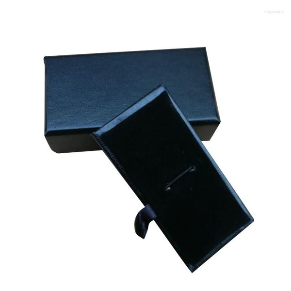 Bolsas de joalheria Man Black Retangle Faux Couro pequeno Caixa de clipe 8x4x3cm Caixas de presente para homens