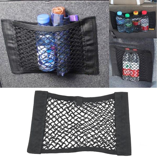 Decorazioni interne 40cm 25CM Car Back Rear Mesh Tronco Sedile Stringa elastica Rete Magica Adesivo Borsa portaoggetti universale Tasca Gabbia Auto