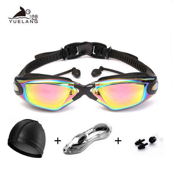 Goggles плавание Goggles Установите профессиональные прочные затычки для ушей Sile Cap Diving Anti-Fog Anti-UP Водонепроницаемые стаканы для взрослых L221028