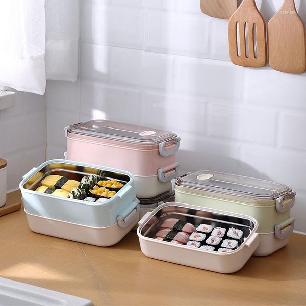 Geschirr-Sets, japanischer tragbarer Behälter, für Kinder, Schule, Küche, Werkzeug, Sushi-Box, Edelstahl, Multifunktions-Set, Boxen