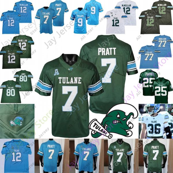 Camisas de futebol Tulane Green Wave Camisa de futebol NCAA College Matt Forte Michael Pratt Tyjae Spears Dorian Williams Macon Clark Keys III Jackson Celestine