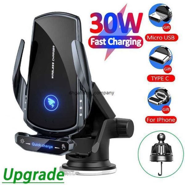 Charge rápido automático 30w Qi Wireless Car Charger Magnetic Charger USB Air Vent Top Phone Stand para iPhone 13 12