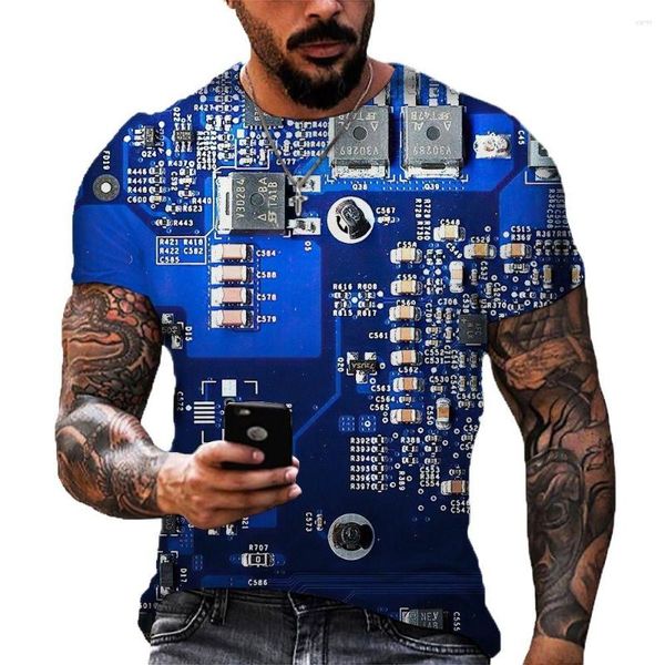 Magliette da uomo Camicia con stampa 3D con chip elettronico Uomo Hip Hop Harajuku Stile punk Manica corta Unisex