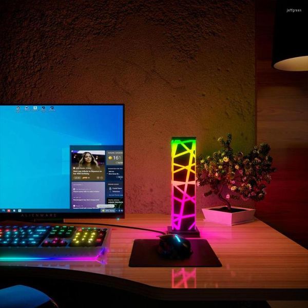 Lampade da tavolo Design moderno Lampada a LED USB in acrilico Lampada da comodino 3D Camera da letto Cubo RGB Luce notturna Illuminazione da scrivania a colori