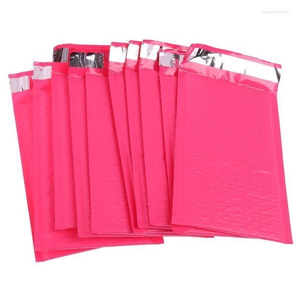 Embrulho de presente 10 pcs 150x240 40mm rosa vermelha envelope papel alumínio