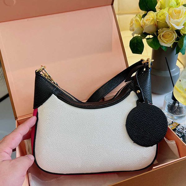 Taschen Handtasche Tasche Neuer Blumenbuchstaben Bagatelle Frauen Handtaschen Hobo Crossbody Schulter Croissant Crescent Tasche Echtes Leder Gold Metall hoch