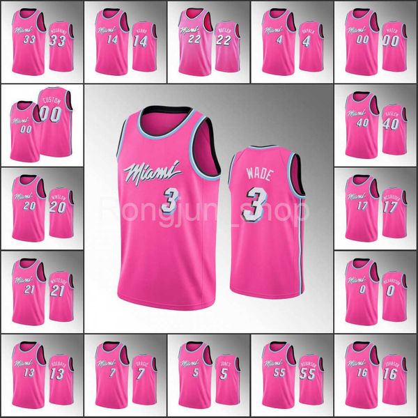 Diamond Basketball-Trikots zum 75-jährigen Jubiläum 2021/22, genäht, für Herren, Jimmy Butler, Bam, Ado, Tyler, Herro, Dwyane Wade, Earned Pink Custom Jersey