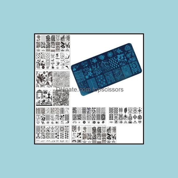 Шаблоны ногтей Оптовые ноябцы штамп Stam Plate Plate 6x12 см шаблоны из нержавеющей стали из нержавеющей стали инструменты маникур