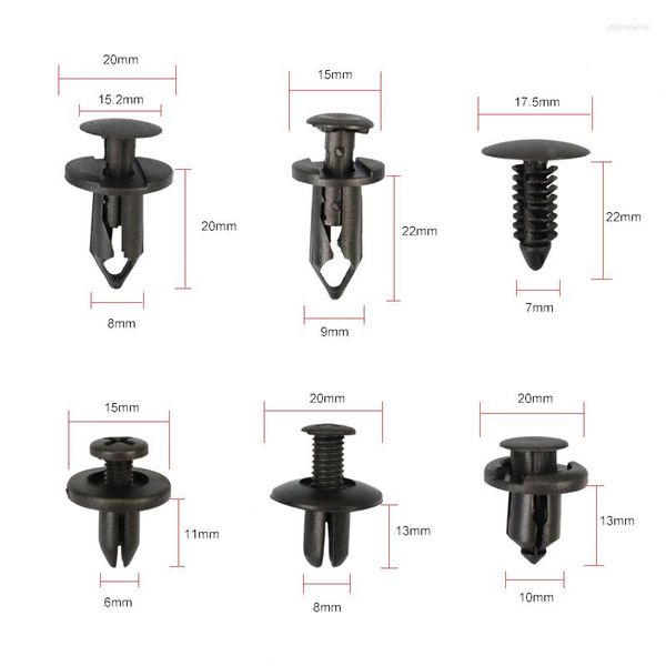 Decorazioni interne 6 dimensioni 190 pezzi Universal Auto Fastener Push Pin Rivet Trim Clips Vehicle Car Door Panel Fender Liner Bling Accessories