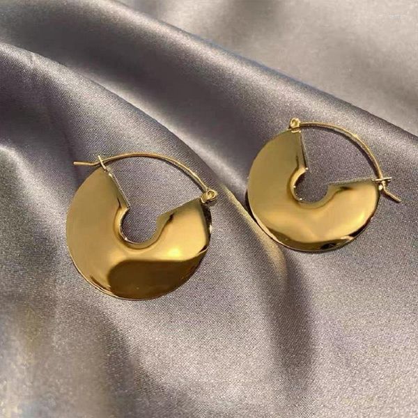 Orecchini a cerchio 2022 semplice acciaio al titanio geometrico metallo rotondo oro argento colore per regalo di gioielli da viaggio per ragazze da donna