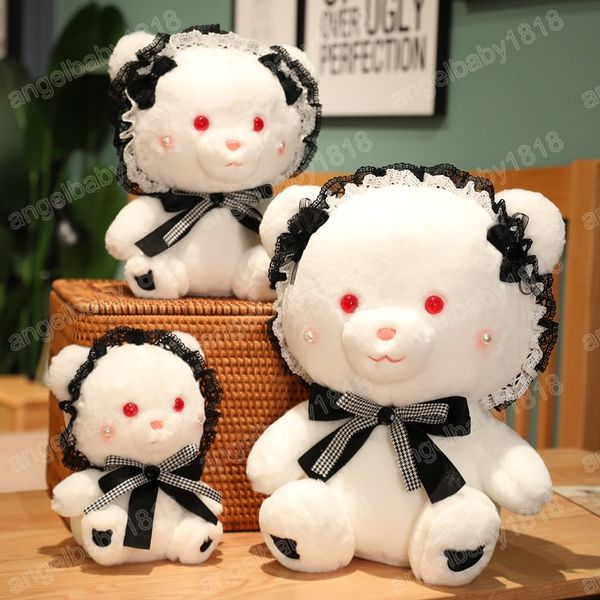 23/30/40 cm Simpatico Orso di Peluche Kawaii Orsi Bianchi Cuscino Morbido Peluche Ripiene per Regali di Compleanno di Nozze