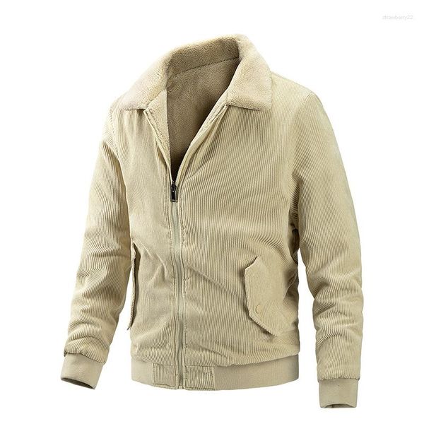 Giacche da uomo 71087 Inverno Termico Uomo Reversibile Velluto a coste Casual Capispalla spessa Abbigliamento per frangivento Sherpa Cappotto foderato